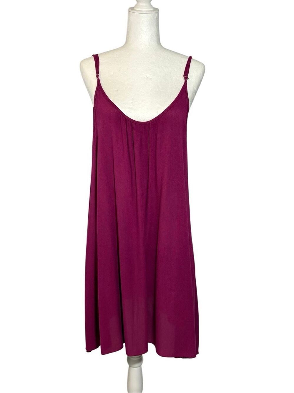 Elan flowy mini trapeze slip dress in raspberry - L